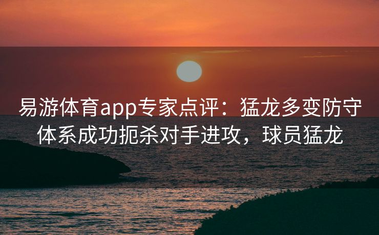 易游体育app专家点评：猛龙多变防守体系成功扼杀对手进攻，球员猛龙