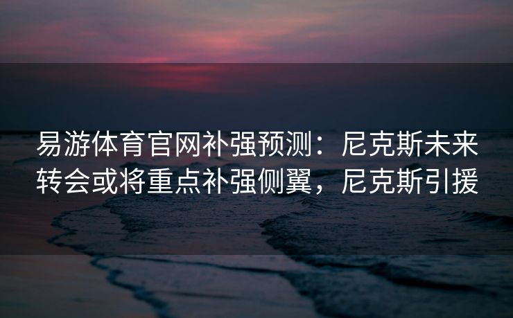 易游体育官网补强预测：尼克斯未来转会或将重点补强侧翼，尼克斯引援